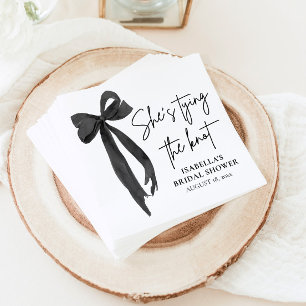 ブラックボウ彼女は結び目のブライダルシャワー スタンダードカクテルナプキン