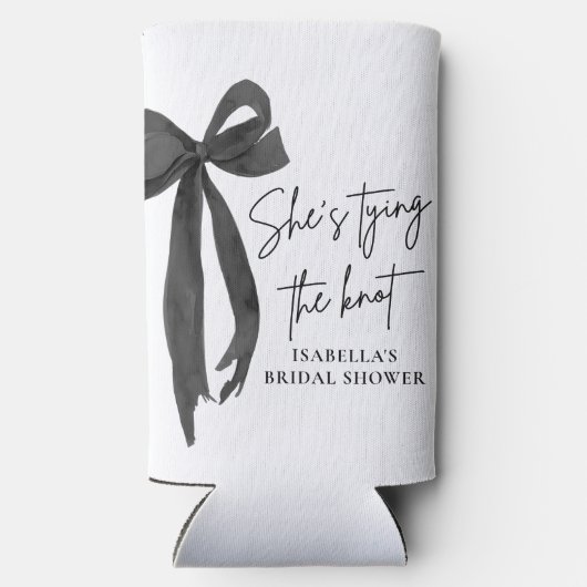 ブラックボウ彼女は結び目のブライダルシャワー スリム缶クーラー (裏面)