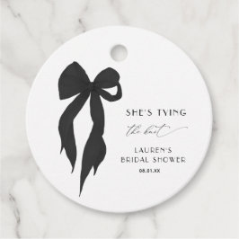 ブラックボウ彼女は結び目のブライダルシャワー フェイバータグ