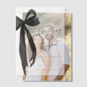 ブラックボウ彼女は結び目のブライダルシャワー ベラム紙招待状 (オフセット (カップル))