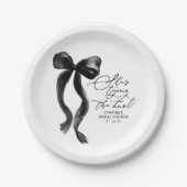 ブラックボウ彼女は結び目のブライダルシャワー ペーパープレート (正面)