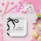 ブラックボウ彼女は結び目のブライダルシャワー ペーパープレート (パーティー)