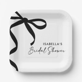 ブラックボウ彼女は結び目のブライダルシャワー ペーパープレート