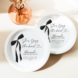 ブラックボウ彼女は結び目のブライダルシャワー ペーパープレート