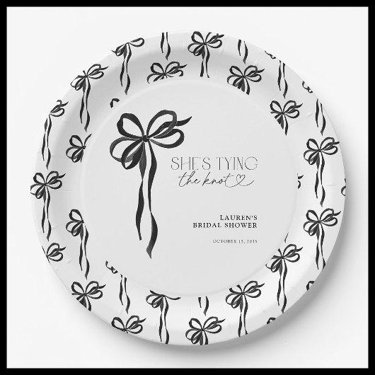 ブラックボウ彼女は結び目のブライダルシャワー ペーパープレート
