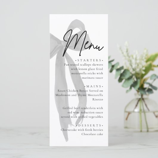 ブラックボウ彼女は結び目のブライダルシャワー メニュー (スタンド正面)