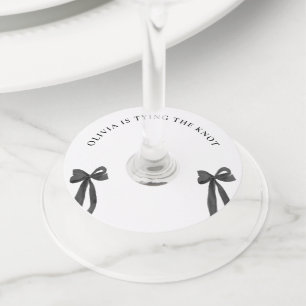 ブラックボウ彼女は結び目のブライダルシャワー ワイングラスタグ