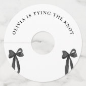 ブラックボウ彼女は結び目のブライダルシャワー ワイングラスタグ (正面)