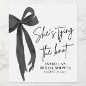 ブラックボウ彼女は結び目のブライダルシャワー ワインラベル (シングルラベル)