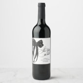 ブラックボウ彼女は結び目のブライダルシャワー ワインラベル (正面)