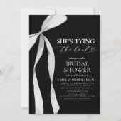 ブラックボウ彼女は結び目のブライダルシャワー 招待状 (正面)