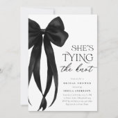 ブラックボウ彼女は結び目のブライダルシャワー 招待状 (正面)