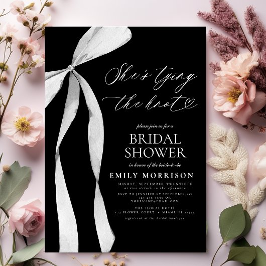 ブラックボウ彼女は結び目のブライダルシャワー 招待状