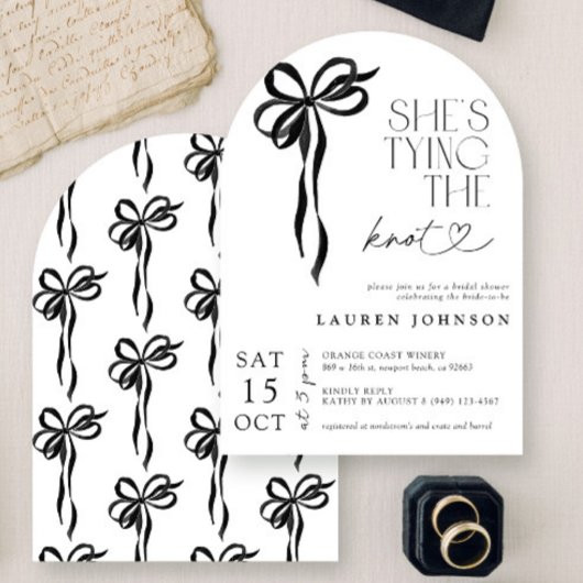 ブラックボウ彼女は結び目のブライダルシャワー 招待状