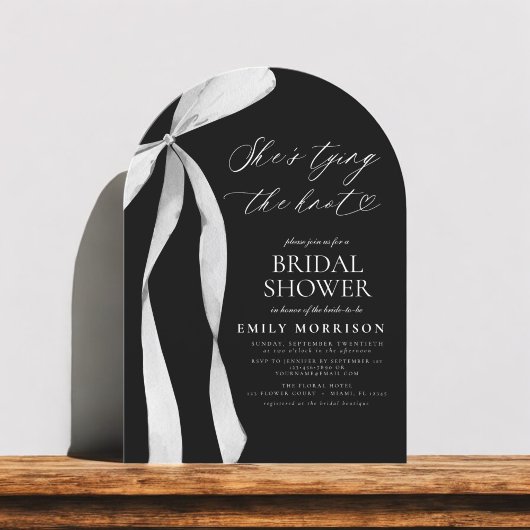 ブラックボウ彼女は結び目のブライダルシャワー 招待状