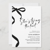 ブラックボウ彼女は結び目のブライダルシャワー 招待状 (正面)