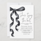 ブラックボウ彼女は結び目のブライダルシャワー 招待状 (正面)