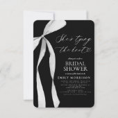 ブラックボウ彼女は結び目のブライダルシャワー 招待状 (正面)