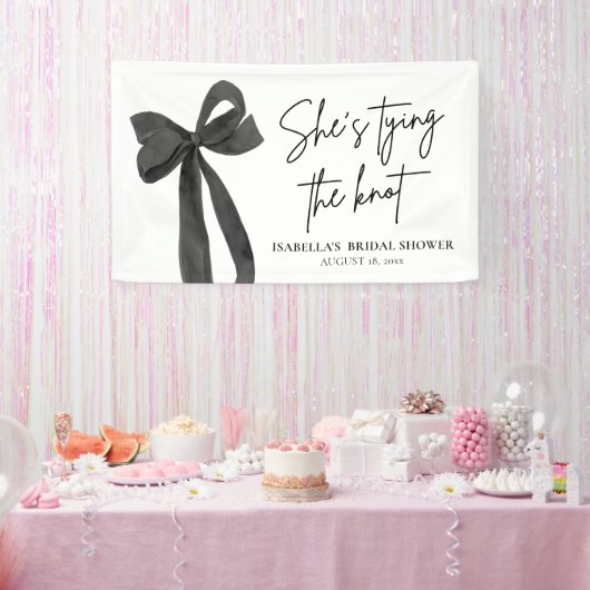 ブラックボウ彼女は結び目のブライダルシャワー 横断幕 (パーティー)