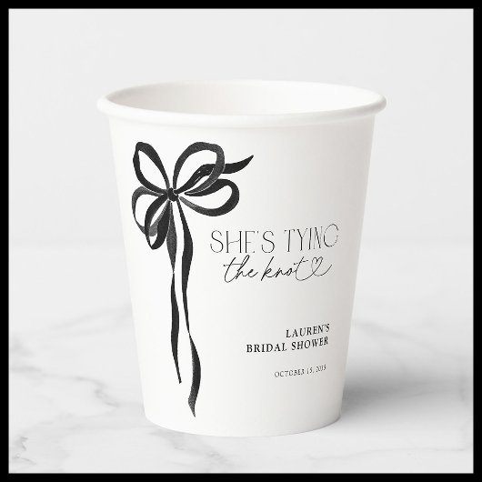 ブラックボウ彼女は結び目のブライダルシャワー 紙コップ