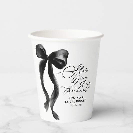 ブラックボウ彼女は結び目のブライダルシャワー 紙コップ (正面)
