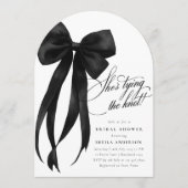 ブラックボウ彼女は結び目のブライダルシャワーInvite 招待状 (正面)
