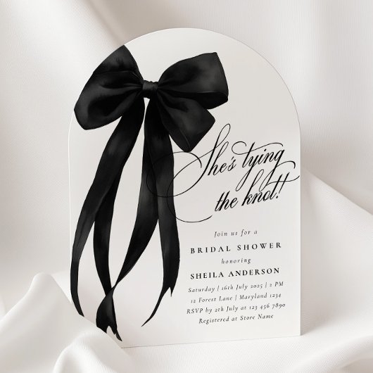 ブラックボウ彼女は結び目のブライダルシャワーInvite 招待状