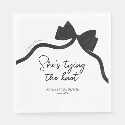 ブラックボウ彼女は結び目ブライダルシャワー スタンダードランチョンナプキン (正面)