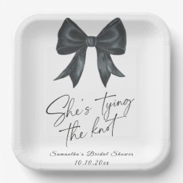 ブラックボウ彼女は結び目ブライダルシャワー ペーパープレート