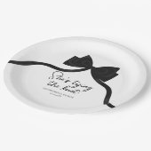 ブラックボウ彼女は結び目ブライダルシャワー ペーパープレート (アングル)