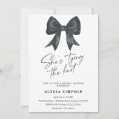 ブラックボウ彼女は結び目ブライダルシャワー 招待状 (正面)