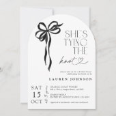 ブラックボウ彼女は結び目QRブライダルシャワー 招待状 (正面)