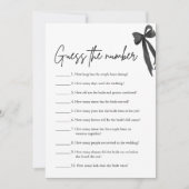 ブラックボウ数字を推測ブライダルシャワーゲーム 招待状 (正面)