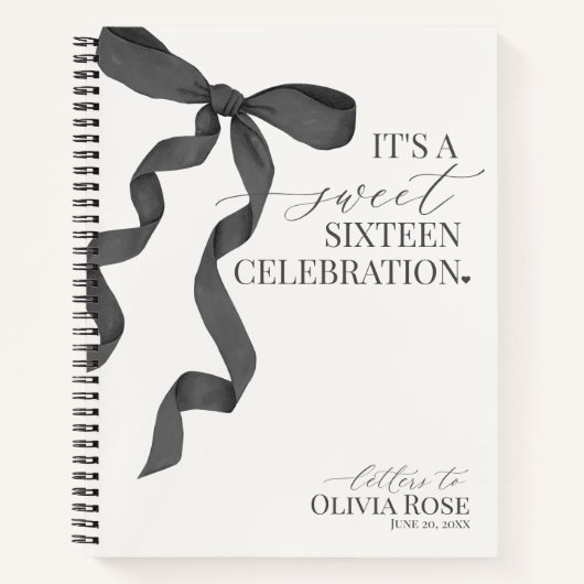 ブラックボウ甘い16文字へ誕生日ガール ノートブック (正面)