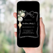 ブラックボウ白いバウブルハンドドロドクリスマスパーティー 招待状