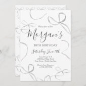 ブラックボウ誕生日招待状、成人誕生日 招待状 (正面/裏面)