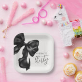 ブラックボウ30th 40th 50誕生日 ペーパープレート (パーティー)