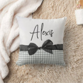 ブラックボウ&ギンガム名 クッション (ブランケット)