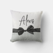 ブラックボウ&ギンガム名 クッション (正面)