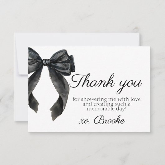 ブラックボウ フレンチ ブライダルシャワー お礼 サンキューカード (正面)