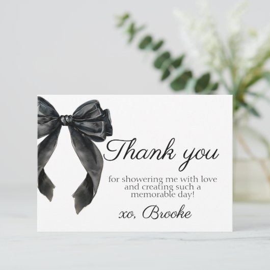 ブラックボウ フレンチ ブライダルシャワー お礼 サンキューカード (スタンド正面)
