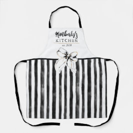 ブラックボウ ブラックアンドホワイト ストライプ ふしぎな名前 エプロン