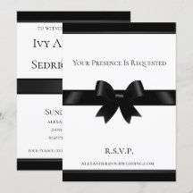 ブラックボウ＆ホワイト クラシック ウェディング 招待状