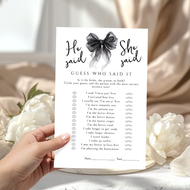 ブラックボウ 彼女が言った 彼が言った ウェディングシャワーゲーム (クリエイターアップロード済み)
