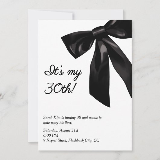 ブラックボウ「私の30th!」 大人おもしろい誕生日 招待状 (正面)