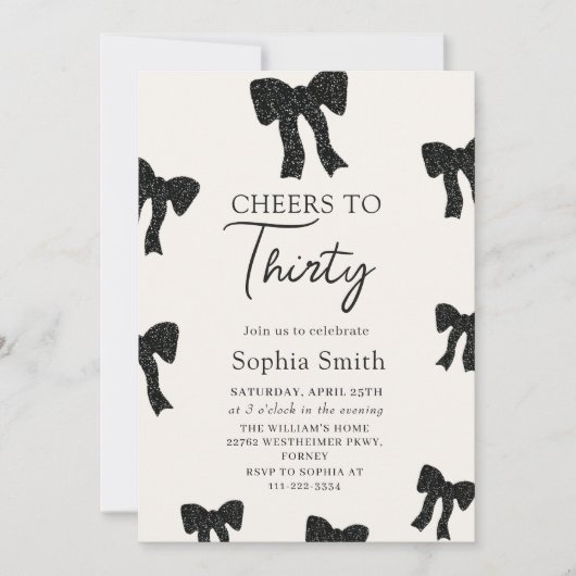 ブラックボウ 30歳の誕生日パーティー招待状 招待状 (正面)