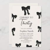 ブラックボウ 30歳の誕生日パーティー招待状 招待状 (正面/裏面)