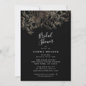 ブラックボエレガントタニカルブライダルシャワー招待 (正面)