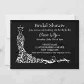 ブラックボエレガントホフローラガウンブライダルシャワー 招待状 (正面)