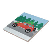 ブラックボストンテリアのクリスマスカーを運転 タイル (側面)